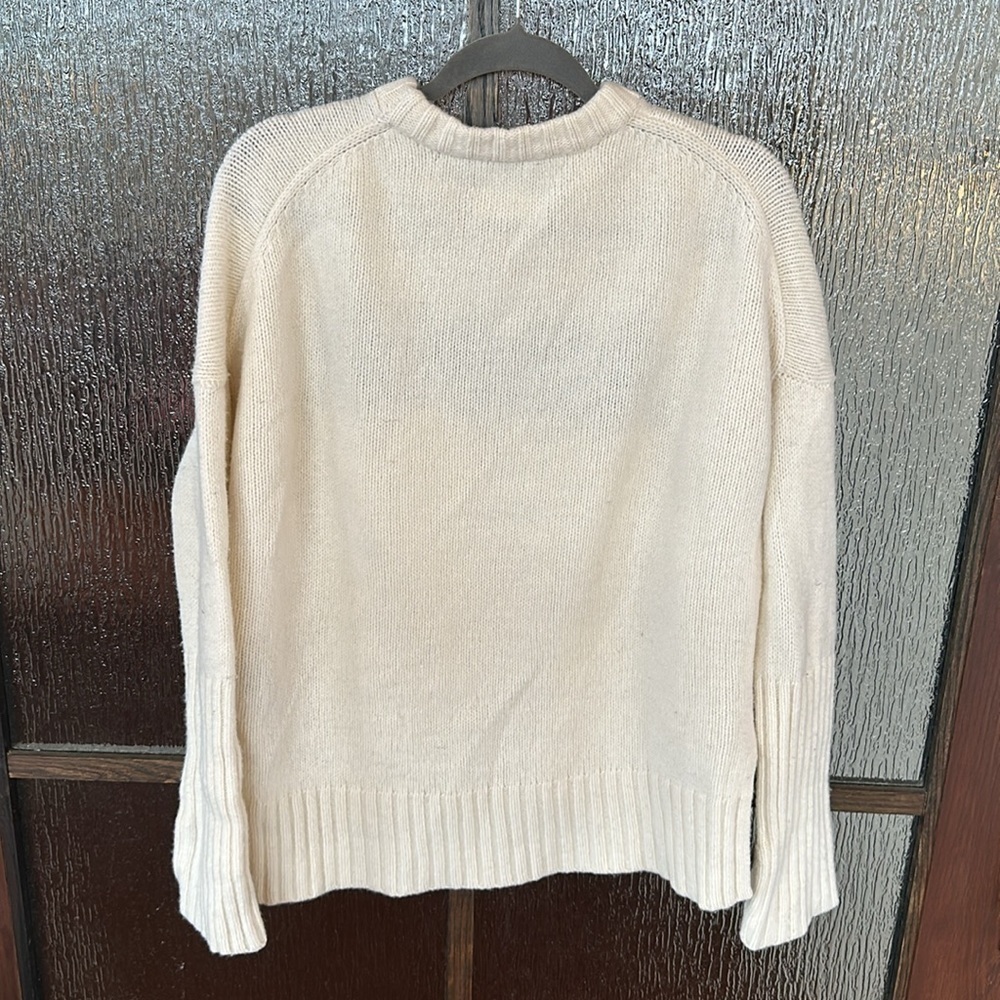 Zadig & Voltaire Malta Amour Cream Blue Varsity Wool Crewneck Sweater Size Large - Picture 9 of 10